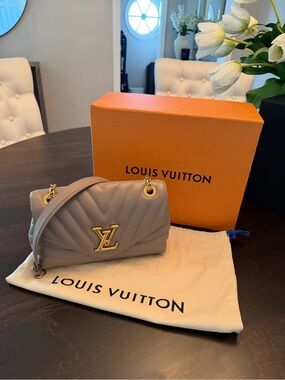 Louis Vuitton Gray Quilted LV Wave Shoulder Bag with Gold Hardware